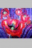 Silk Painting Poppies at Night